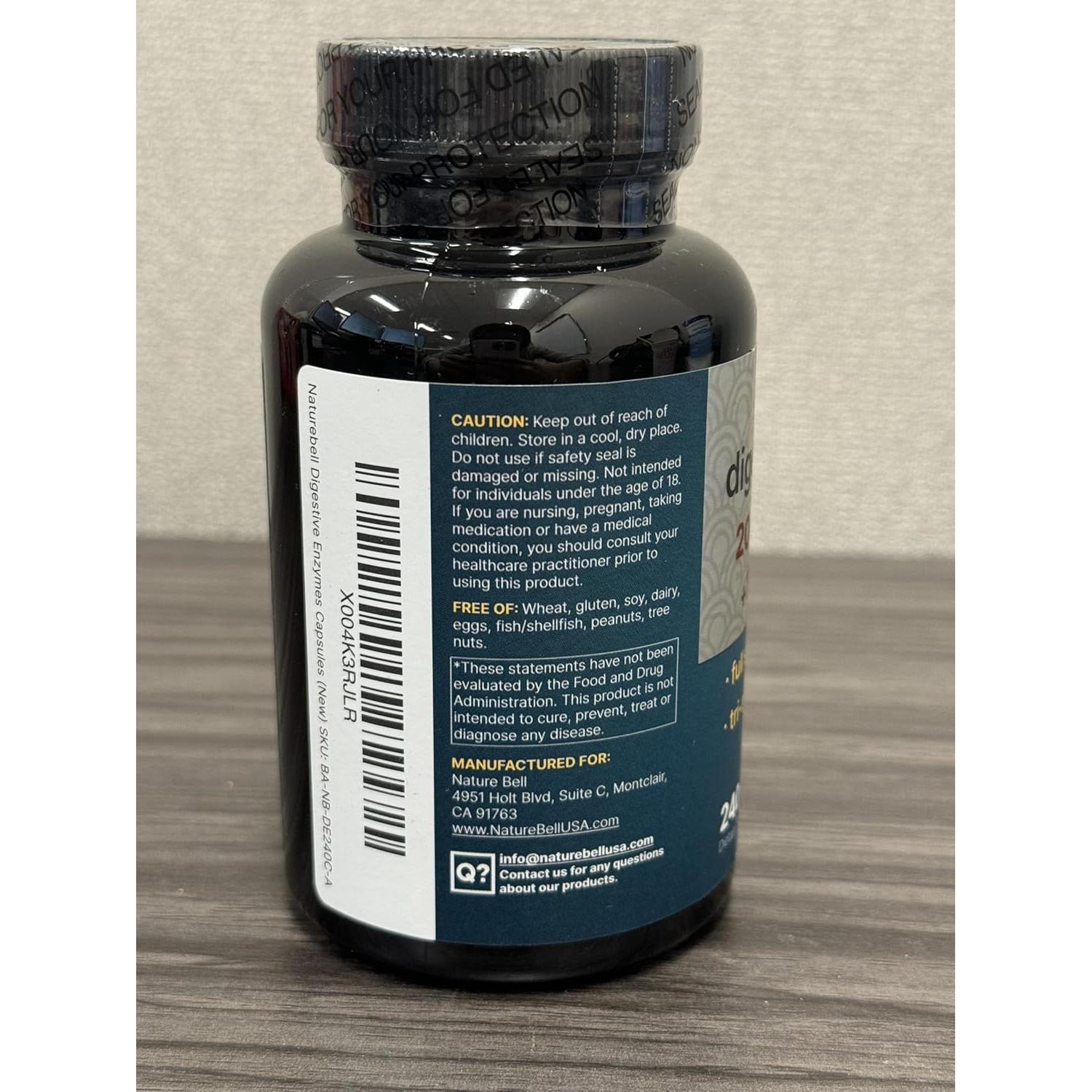 NatureBell Enzimas Digestivas y Probioticos 240 Cápsulas Veganas