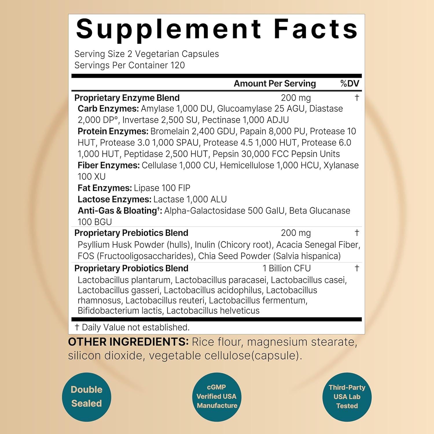 NatureBell Enzimas Digestivas y Probioticos 240 Cápsulas Veganas