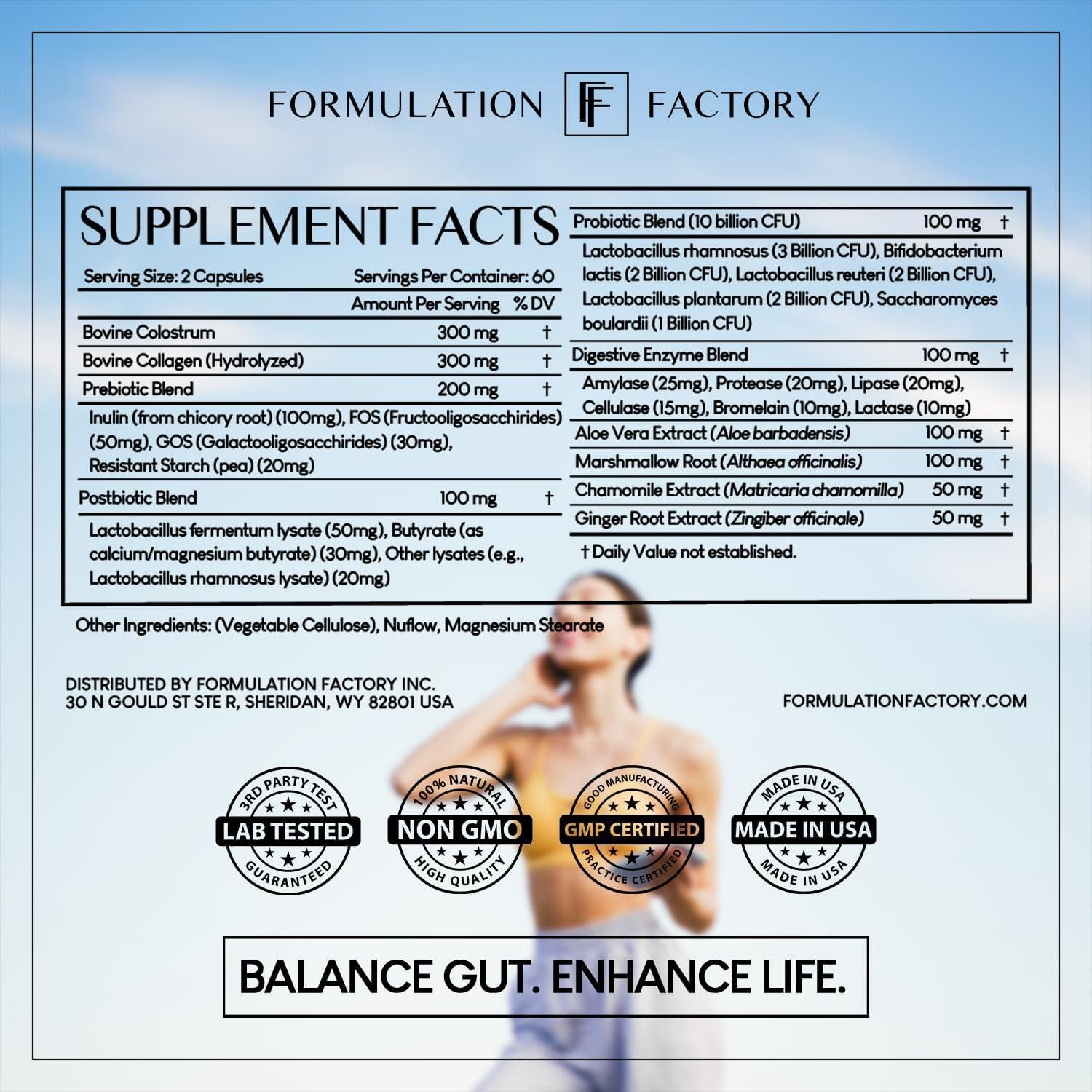 Suplemento Digestivo Gut Intellect 10-en-1 Formulation Factory 120 Cápsulas