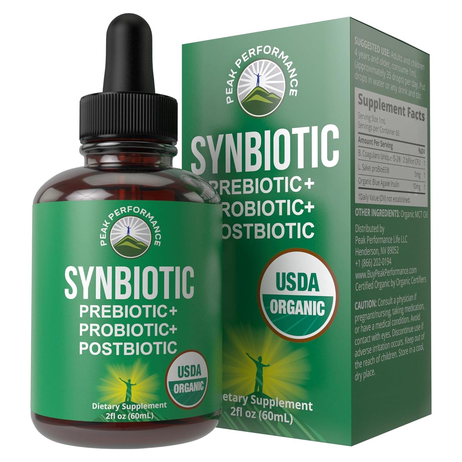 Suplemento Sinbiótico Orgánico Peak Performance 3-en-1 Gotas 132g