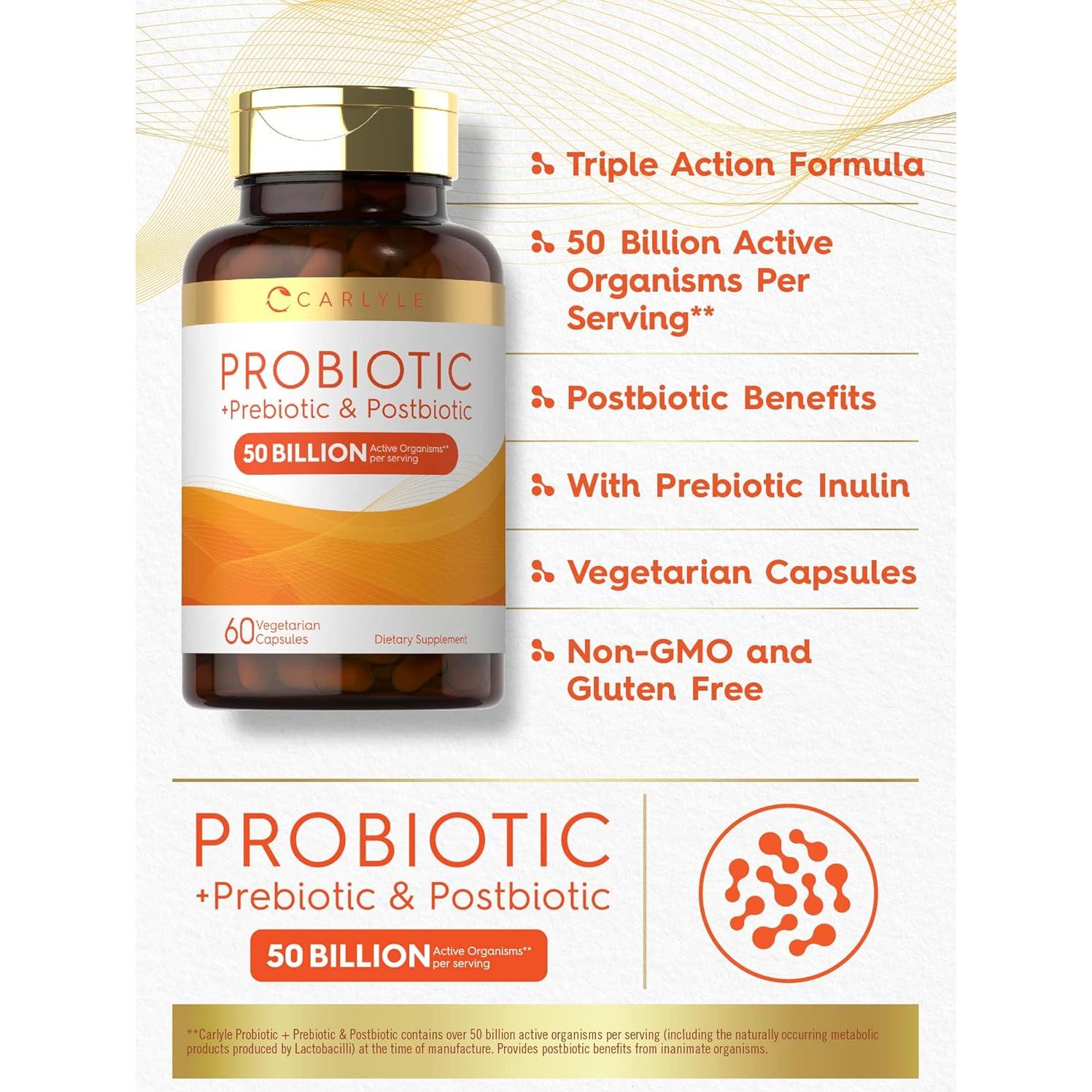 Cápsulas Probioticas Carlyle 50 Mil Millones CFU 60 Unidades