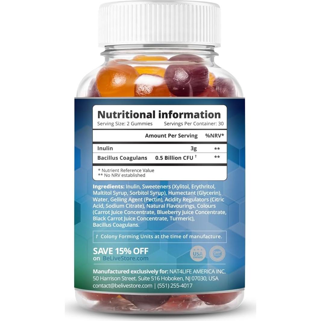 Gominolas Probioticas BeLive - Fibra y Inulina 60Ct