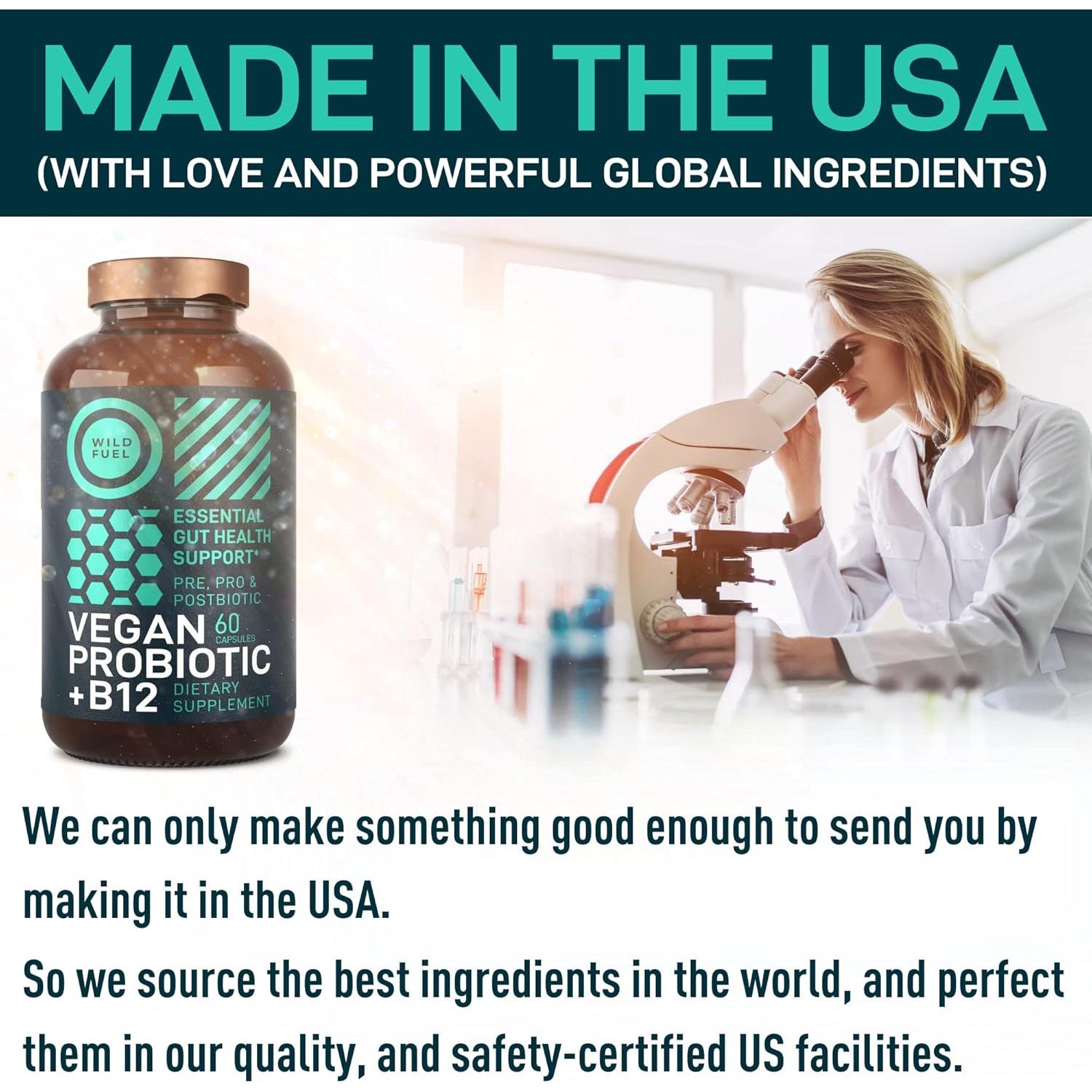 Probiotico Vegano Wild Fuel 60 Cápsulas B12 22 Mil Millones CFU