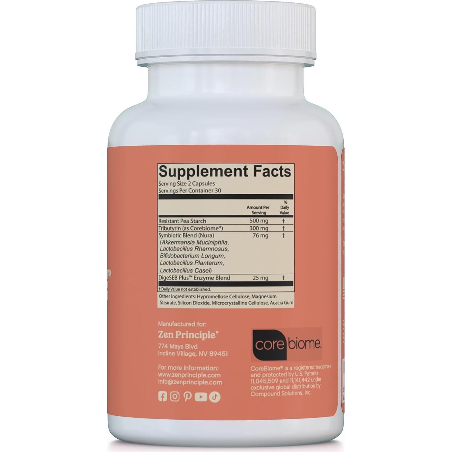 Suplemento Sinbiótico Zen Principle 60 Cápsulas Probioticos