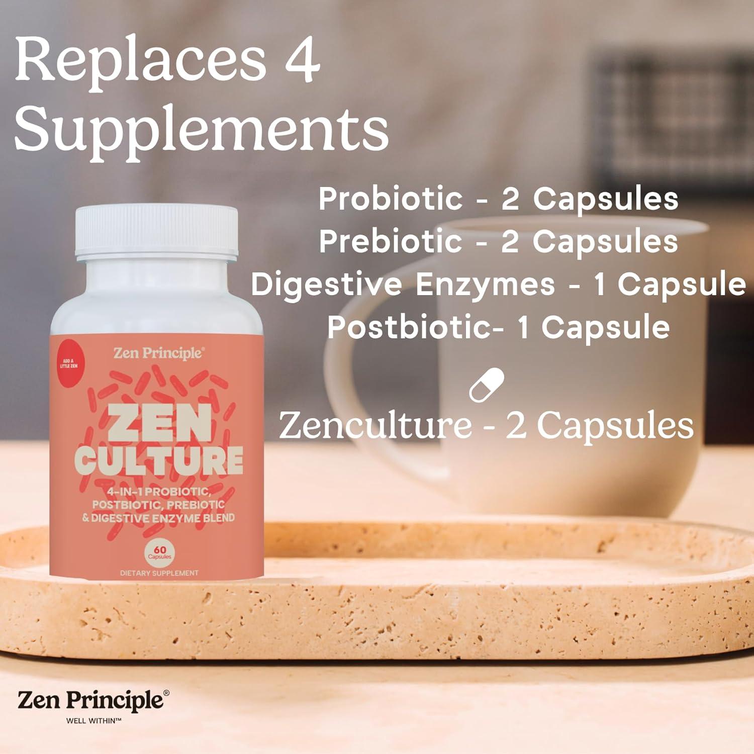 Suplemento Sinbiótico Zen Principle 60 Cápsulas Probioticos