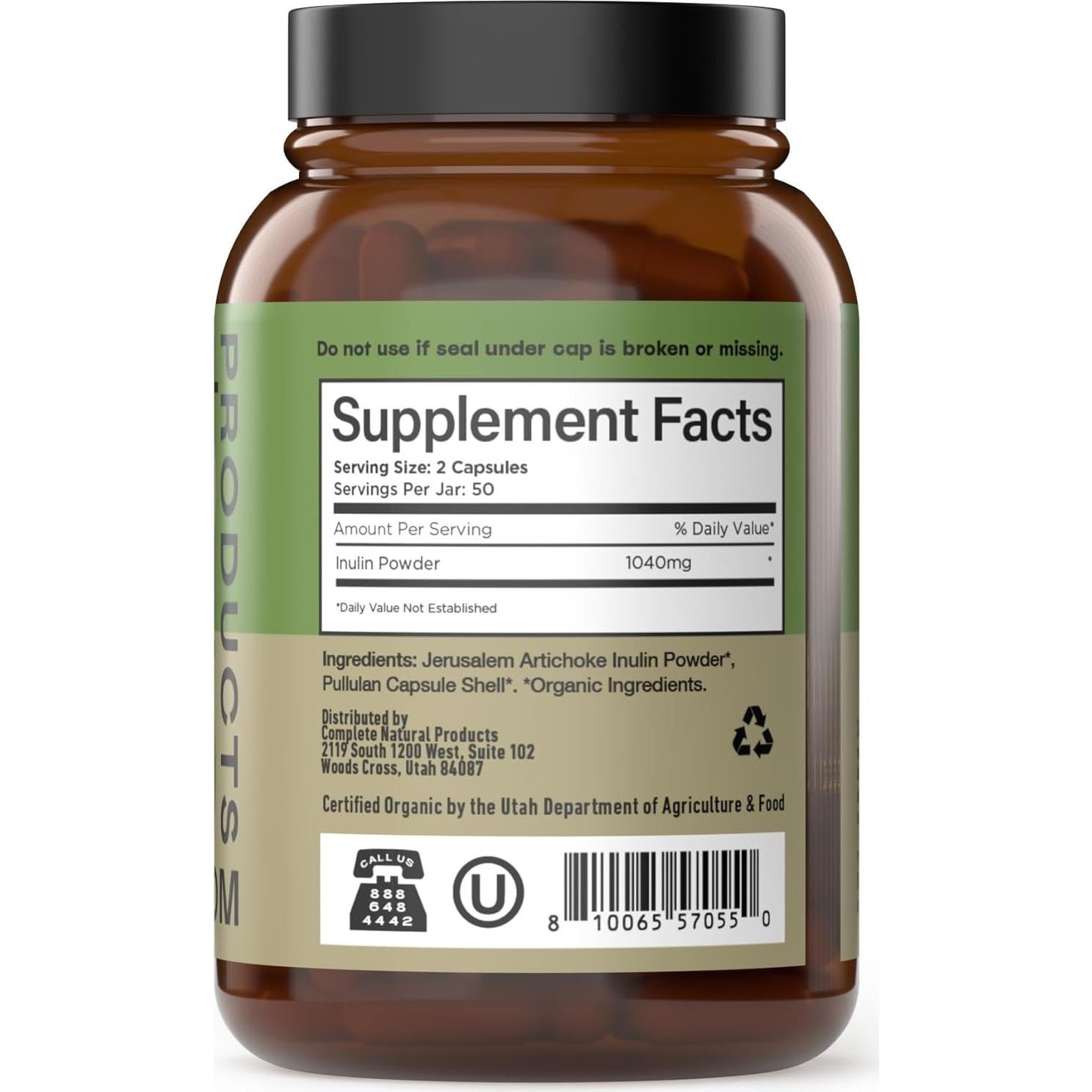 Cápsulas de Inulina Orgánica 520mg - Productos Naturales Completos