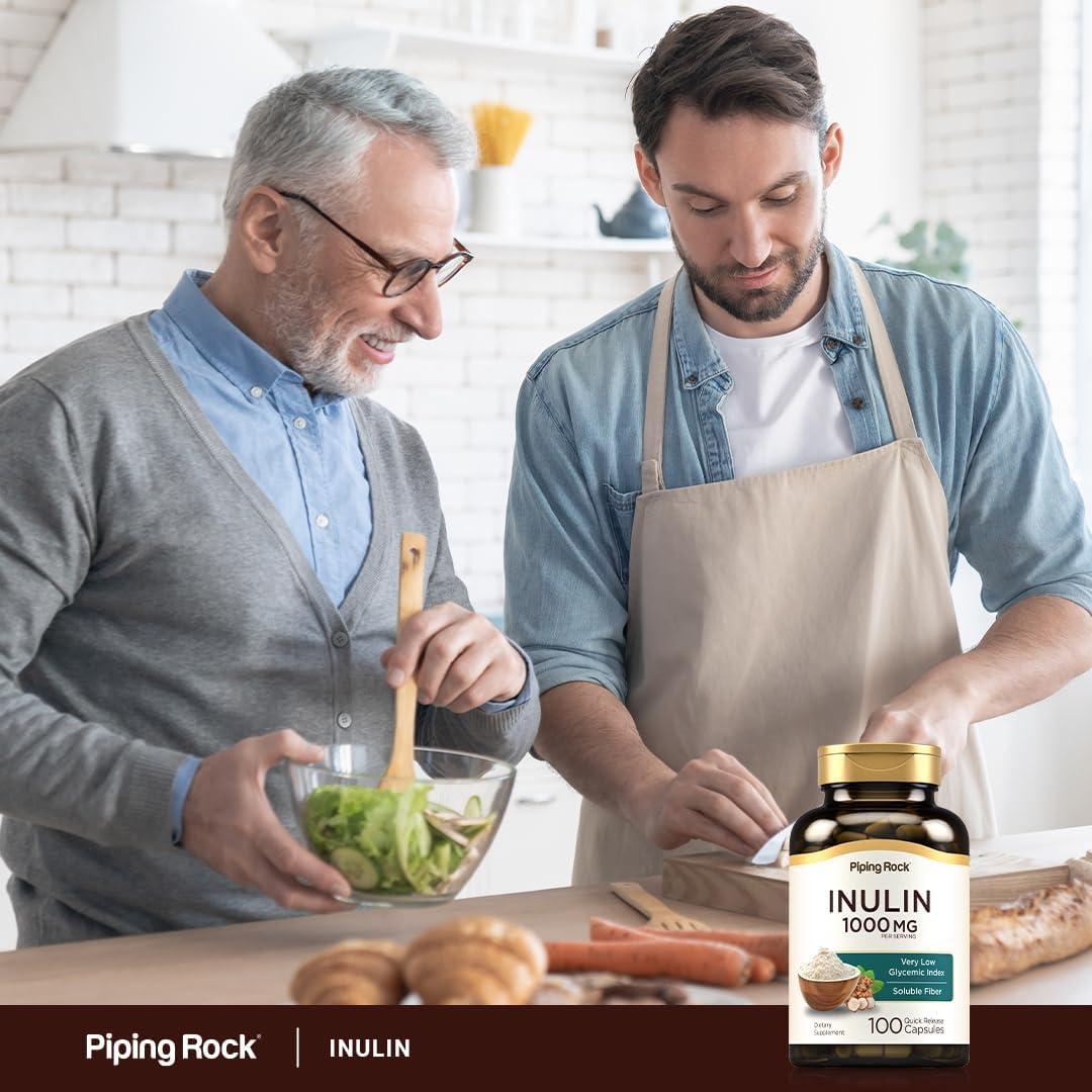 Cápsulas de Inulina Orgánica Piping Rock 1000 mg - 100 Unidades