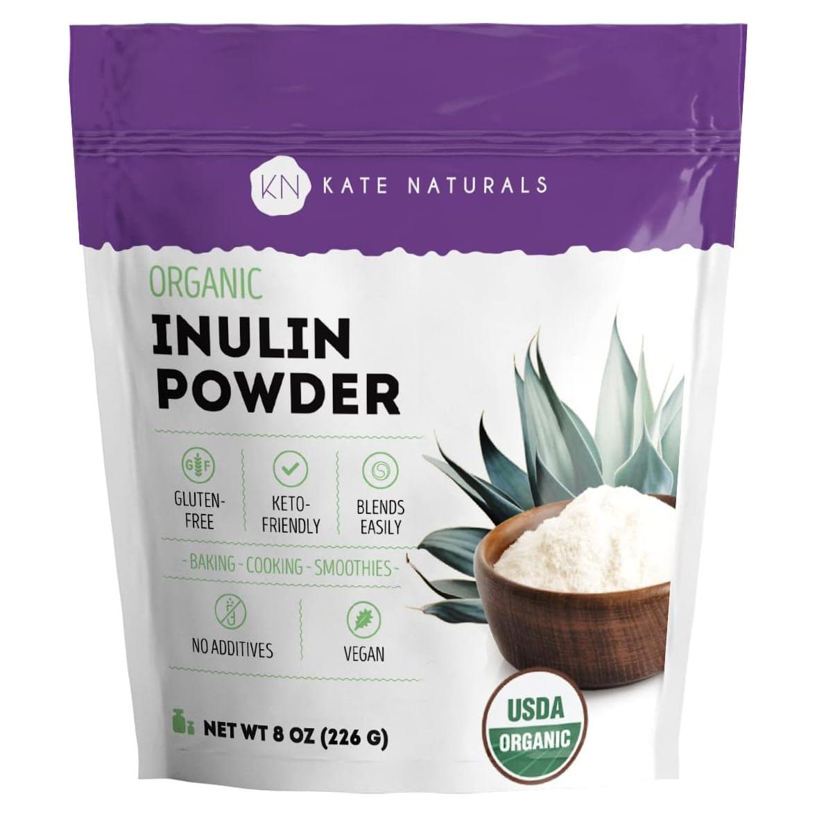 Polvo de Inulina Orgánica Kate Naturals 226.8g Fibra Prebiótica