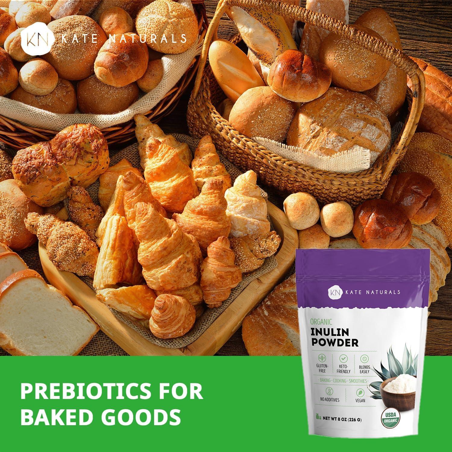 Polvo de Inulina Orgánica Kate Naturals 226.8g Fibra Prebiótica