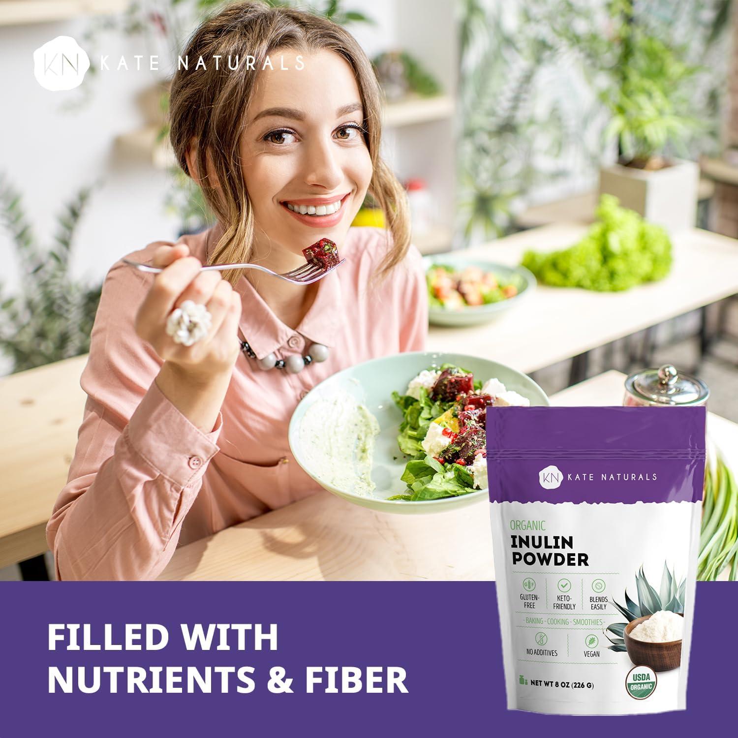 Polvo de Inulina Orgánica Kate Naturals 226.8g Fibra Prebiótica