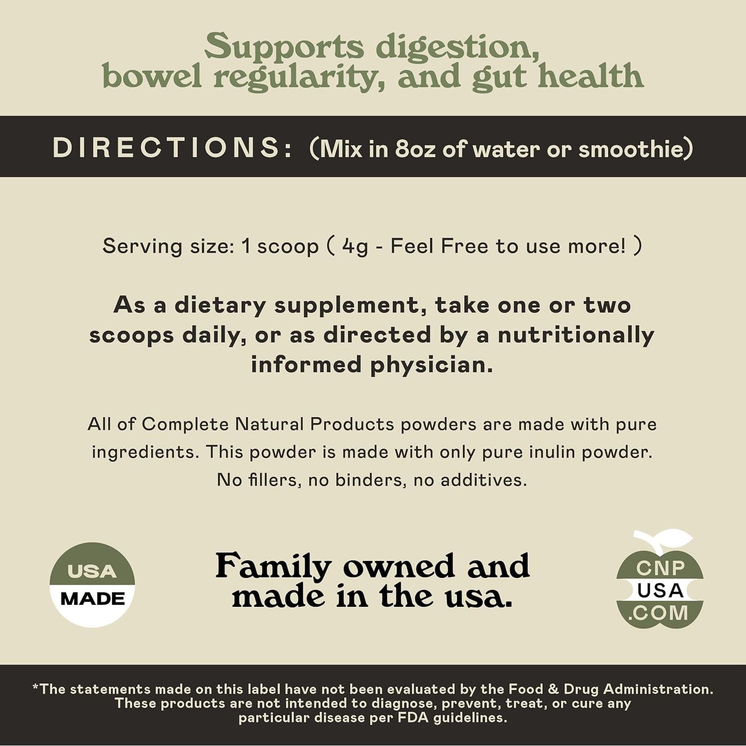 Suplemento de fibra inulina orgánica Complete Natural 226g