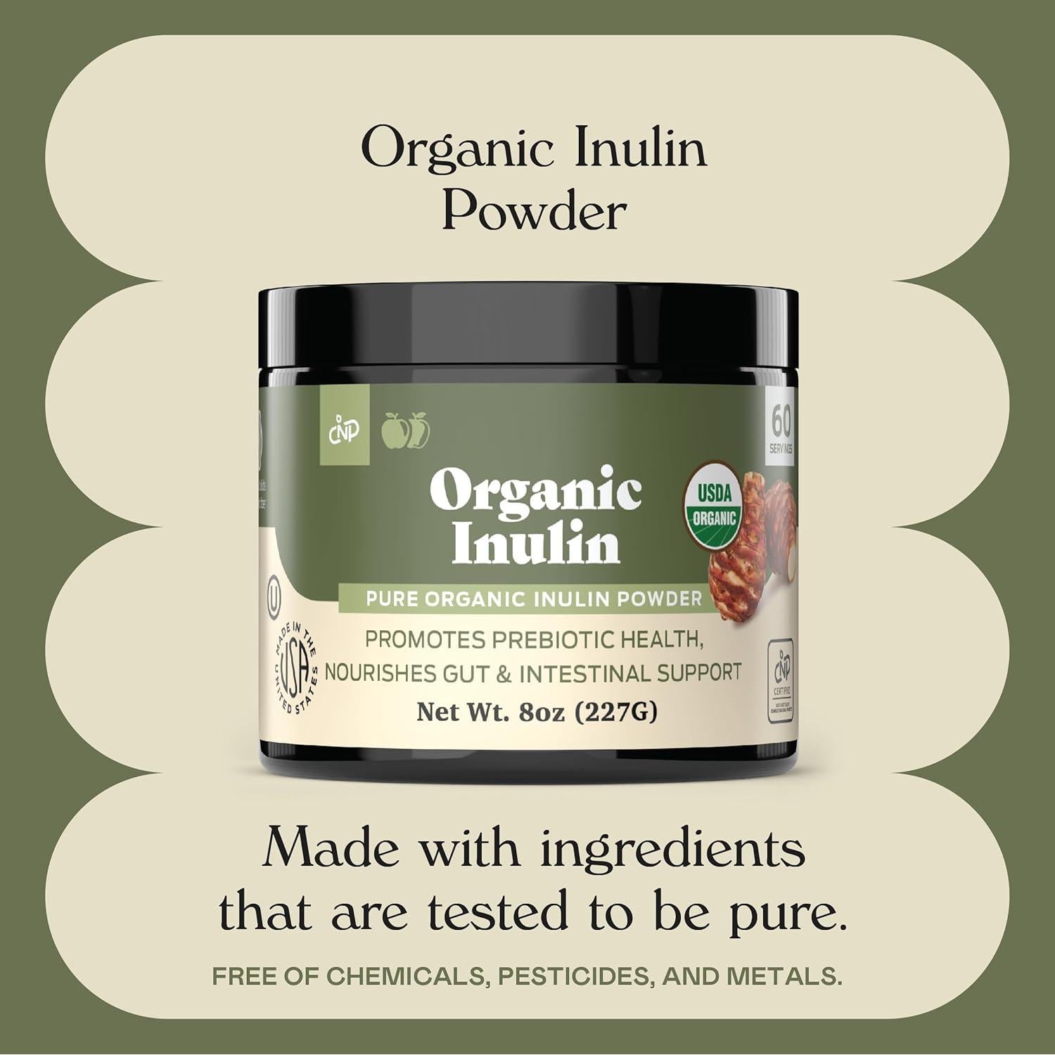 Suplemento de fibra inulina orgánica Complete Natural 226g