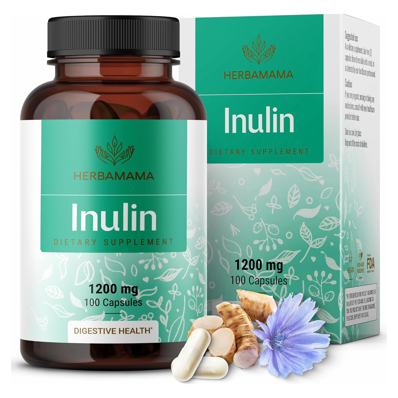 Cápsulas de Inulina Herbamama 1200mg - Soporte Digestivo Vegano
