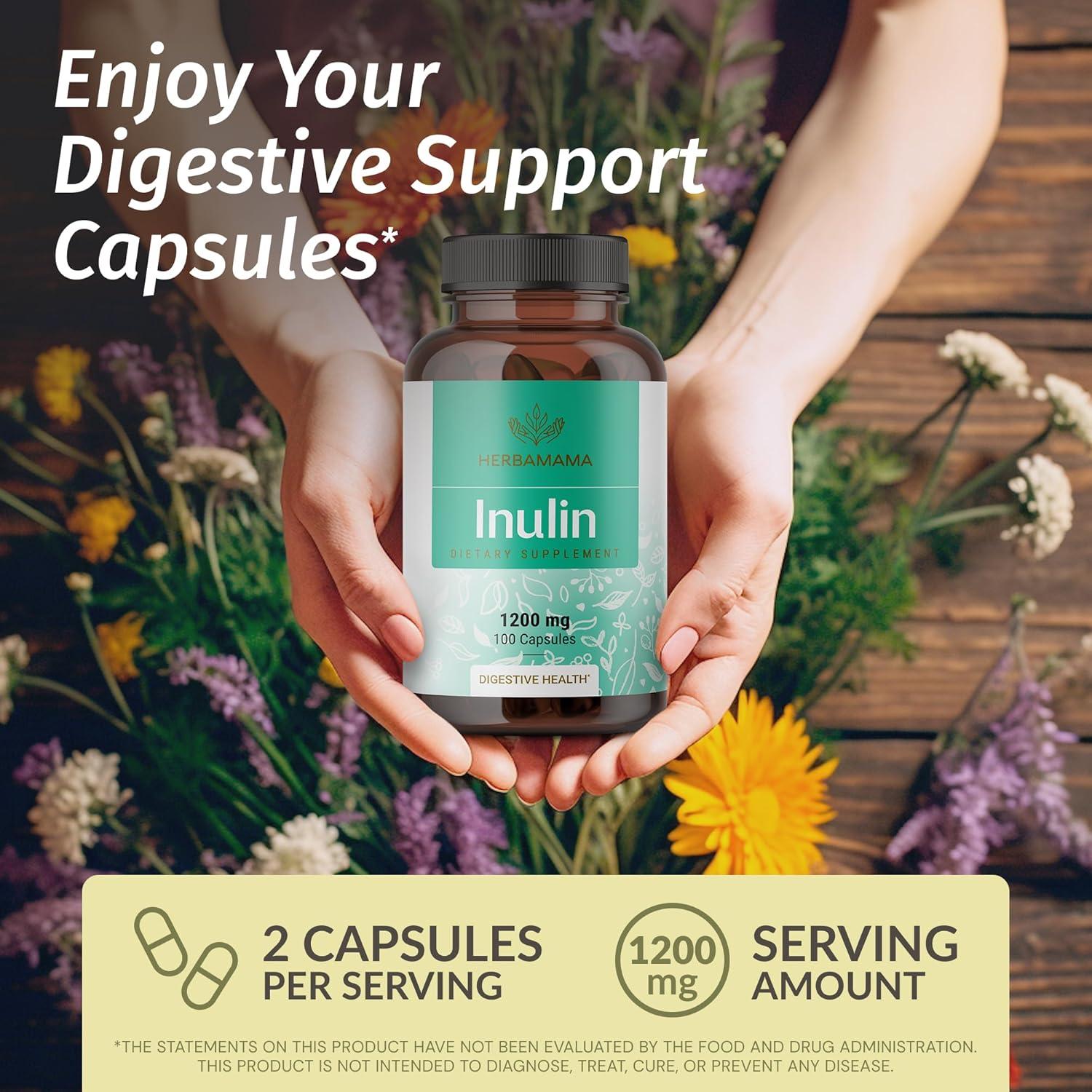 Cápsulas de Inulina Herbamama 1200mg - Soporte Digestivo Vegano