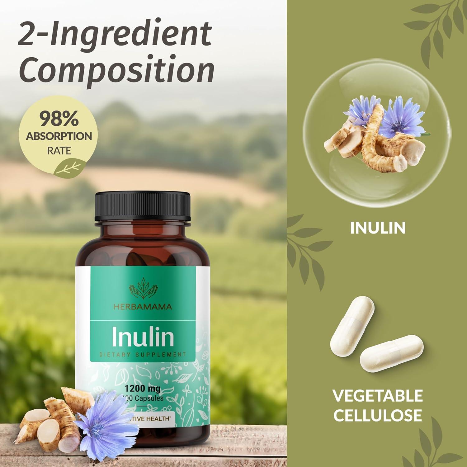 Cápsulas de Inulina Herbamama 1200mg - Soporte Digestivo Vegano