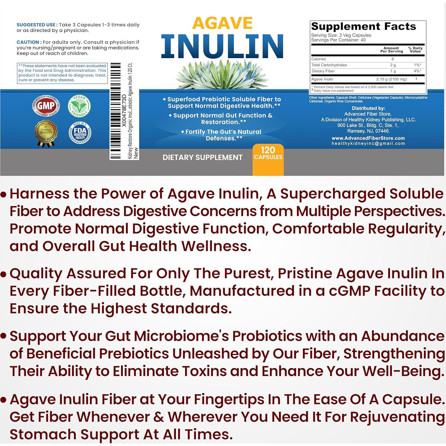 Cápsulas de Inulina de Agave 120 Ct. - Salud Digestiva