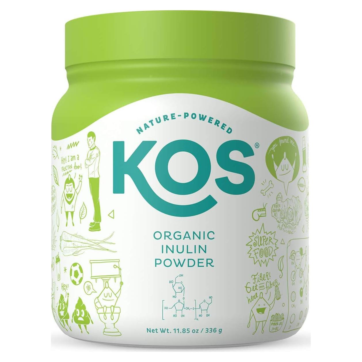 Polvo de Inulina Orgánica KOS 335g - Prebiótico Vegano Sin Sabor