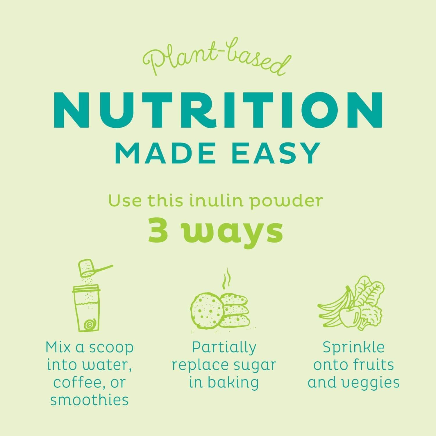 Polvo de Inulina Orgánica KOS 335g - Prebiótico Vegano Sin Sabor