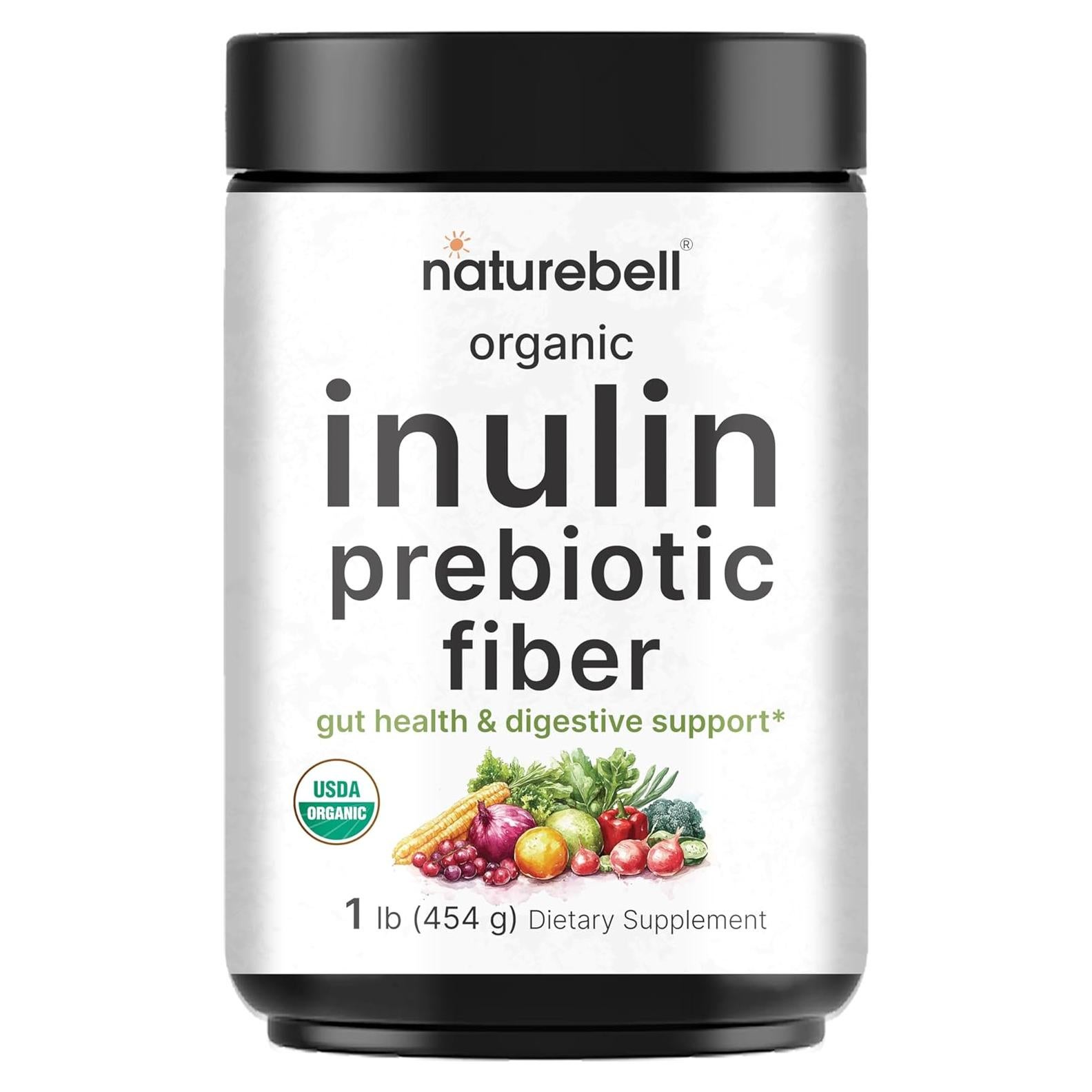 Polvo de fibra prebiotica inulina orgánica NatureBell 454g
