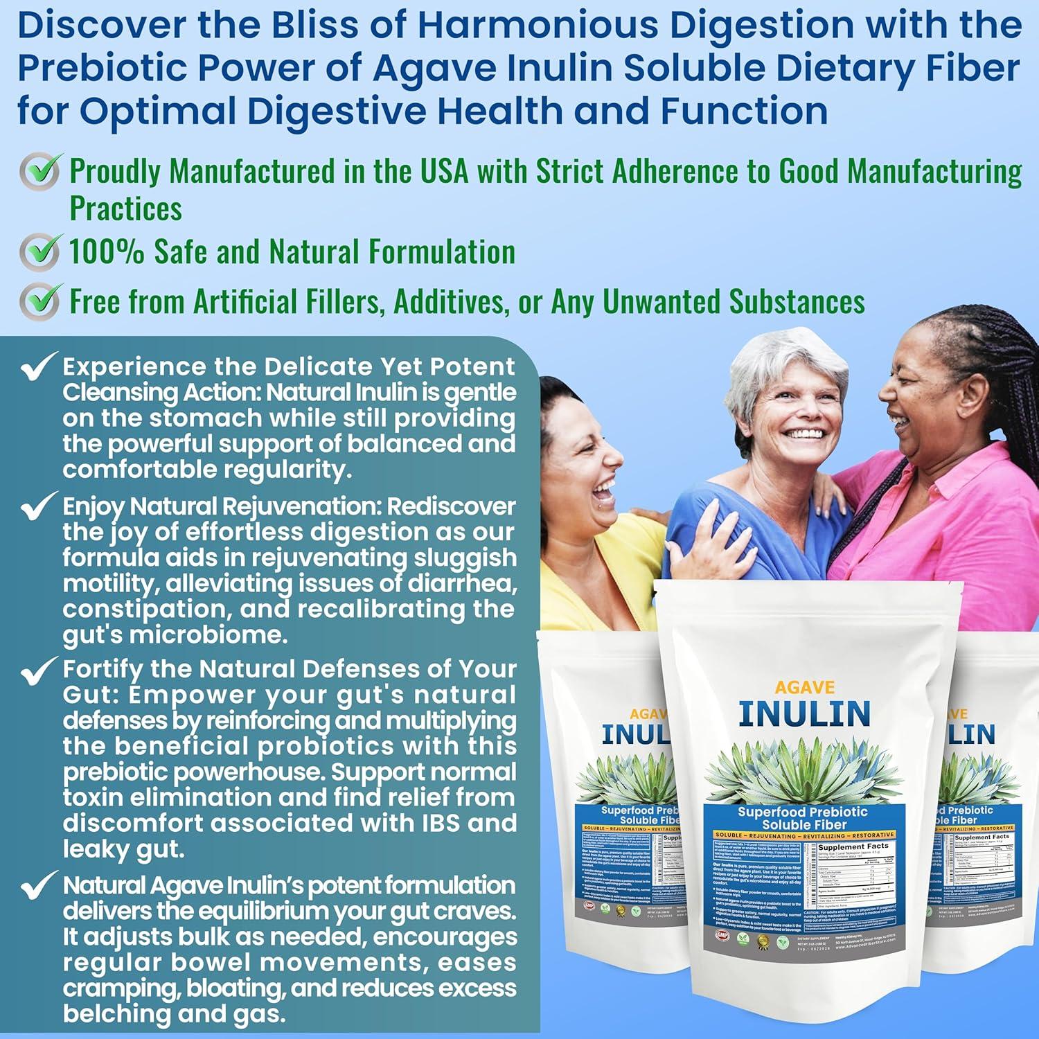 Polvo de Inulina Orgánica 1360g - Suplemento Digestivo Agave