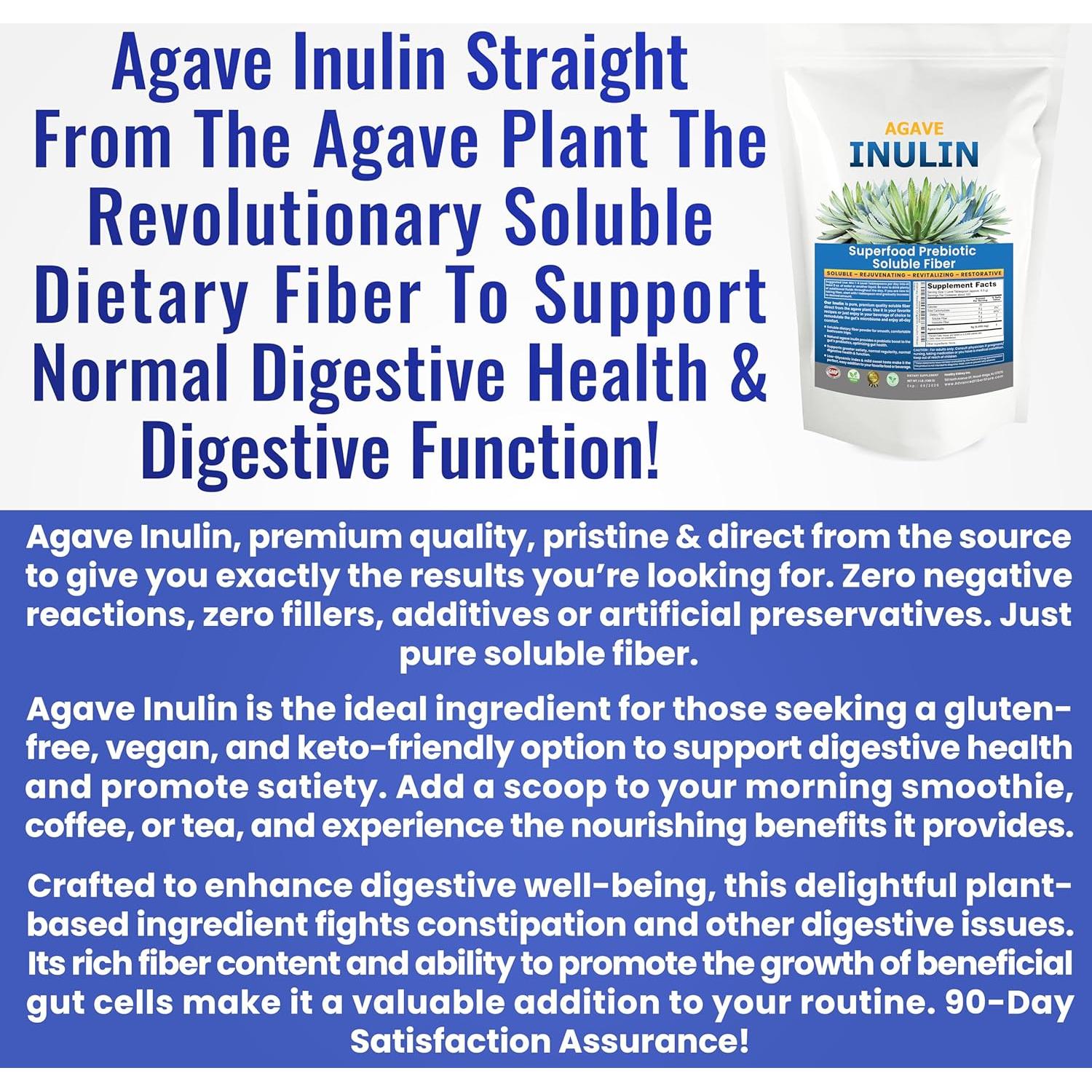 Polvo de Inulina Orgánica 1360g - Suplemento Digestivo Agave