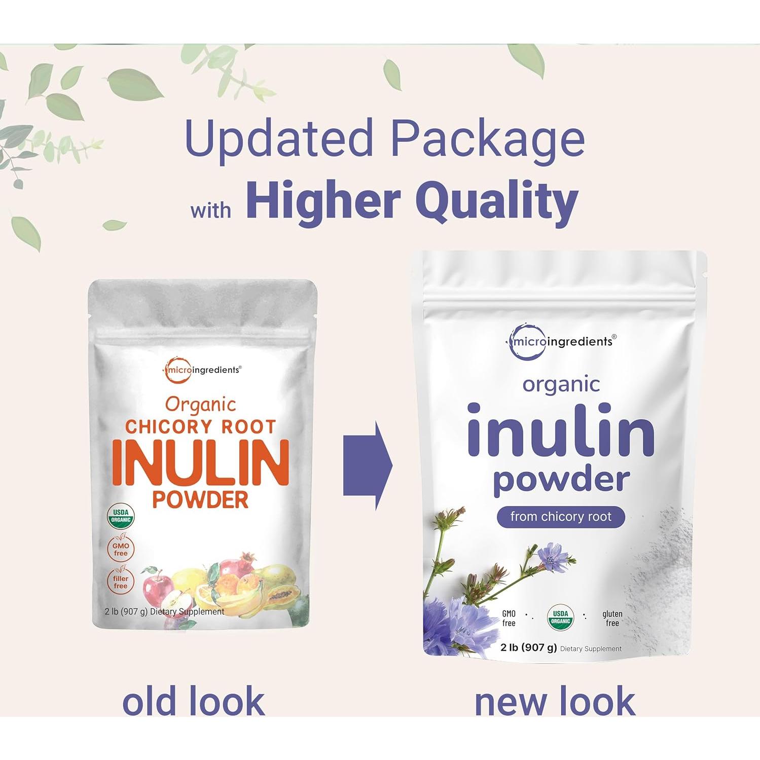 Polvo de Inulina Orgánica Micro Ingredients 0.91kg - Prebiótico Natural