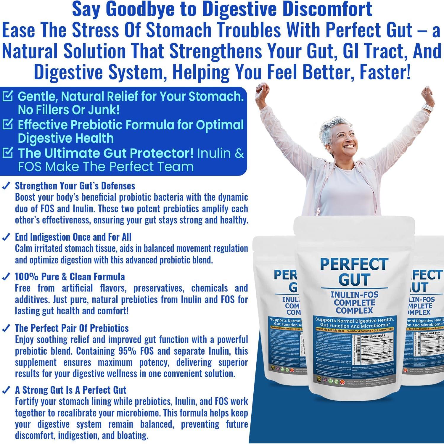 Perfect Gut Inulina FOS 95% - Suplemento Digestivo 0.9kg