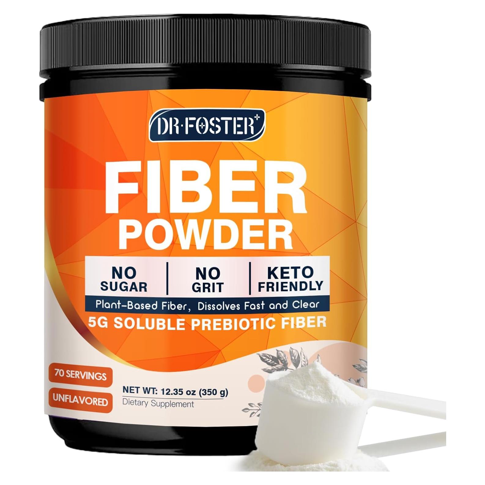 Polvo de Fibra Prebiótica DRFOSTER 350g - Sin Sabor, Vegano