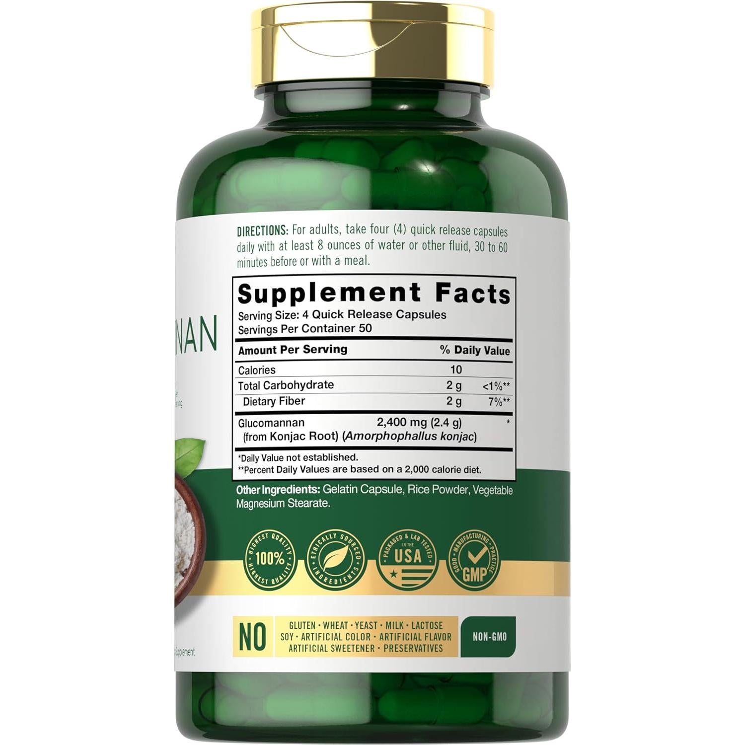 Cápsulas de Glucomanano Carlyle 200 Unidades - Fibra Soluble