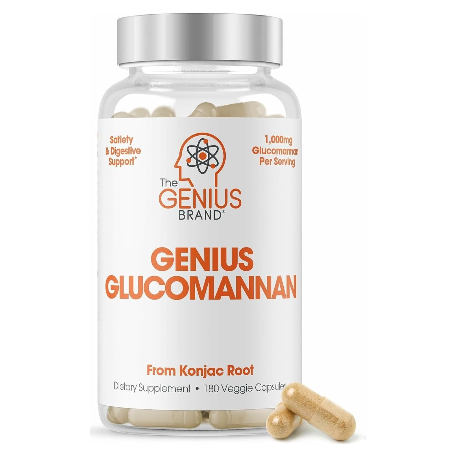Glucomannan Genius - 180 Cápsulas Veganas para Digestión y Saciedad