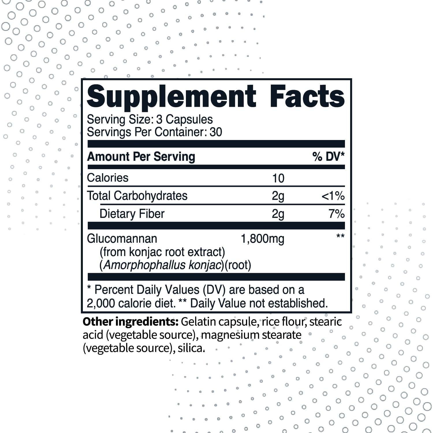 Extracto de raíz de konjac glucomanano Type Zero 90 cápsulas