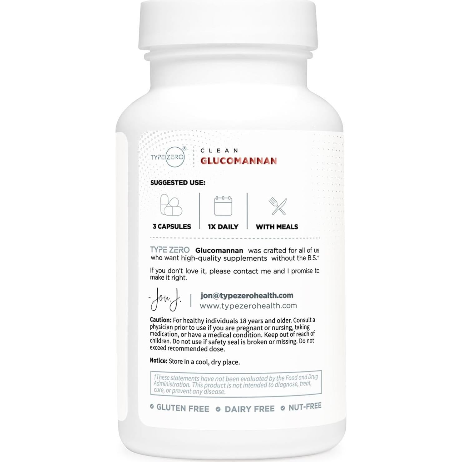 Extracto de raíz de konjac glucomanano Type Zero 90 cápsulas