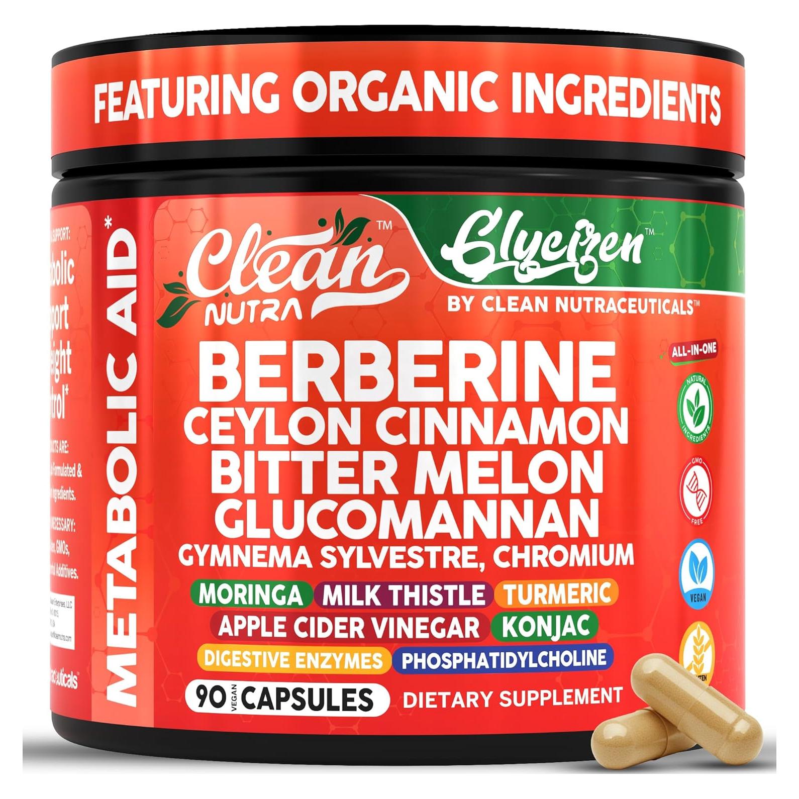 Suplemento de Berberina y Canela Clean Nutraceuticals 90 Cápsulas