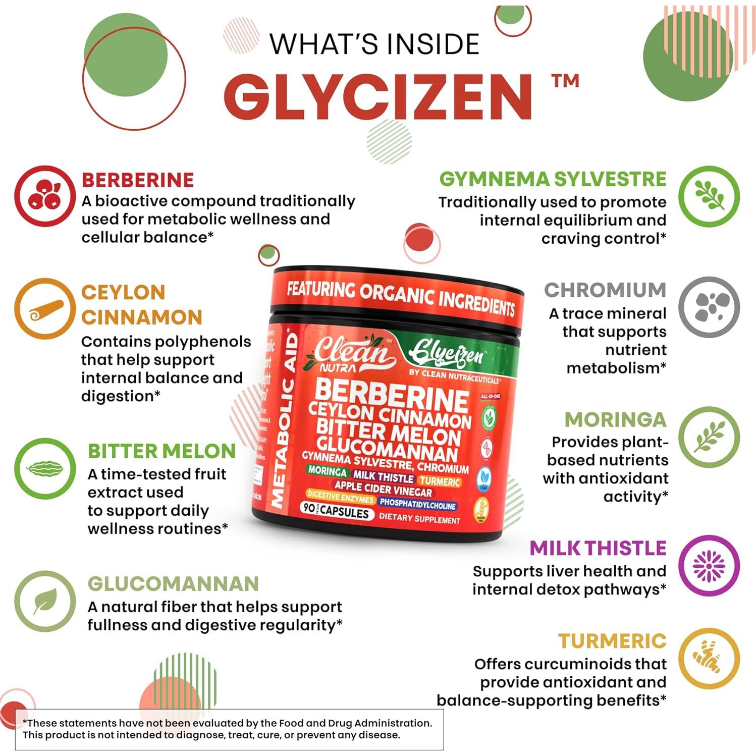 Suplemento de Berberina y Canela Clean Nutraceuticals 90 Cápsulas