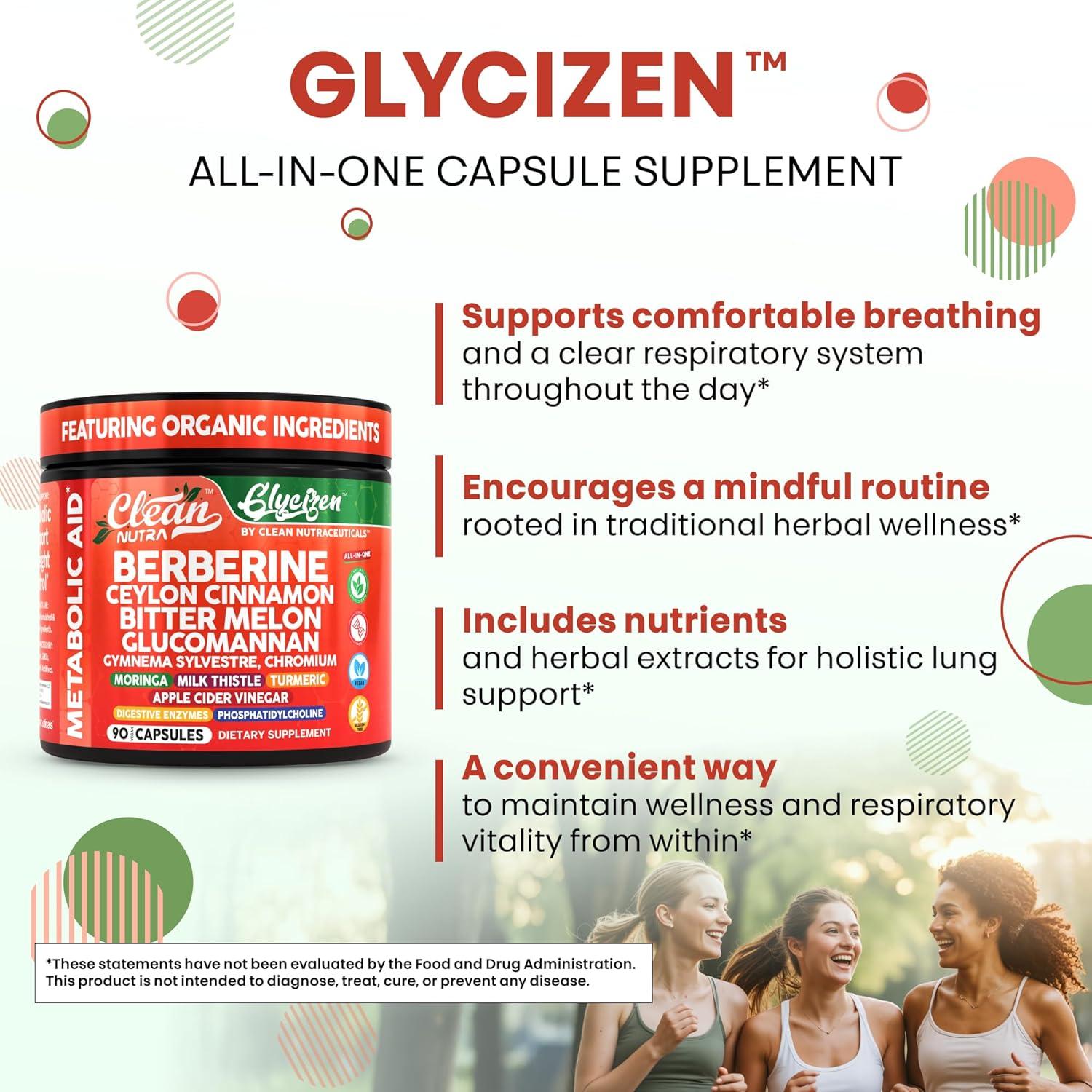 Suplemento de Berberina y Canela Clean Nutraceuticals 90 Cápsulas