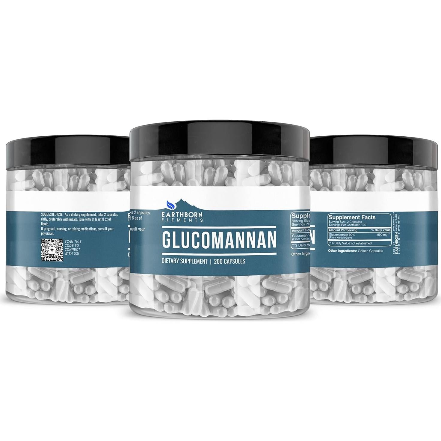 Cápsulas de Glucomanano Elementos de la Tierra 200 Unidades