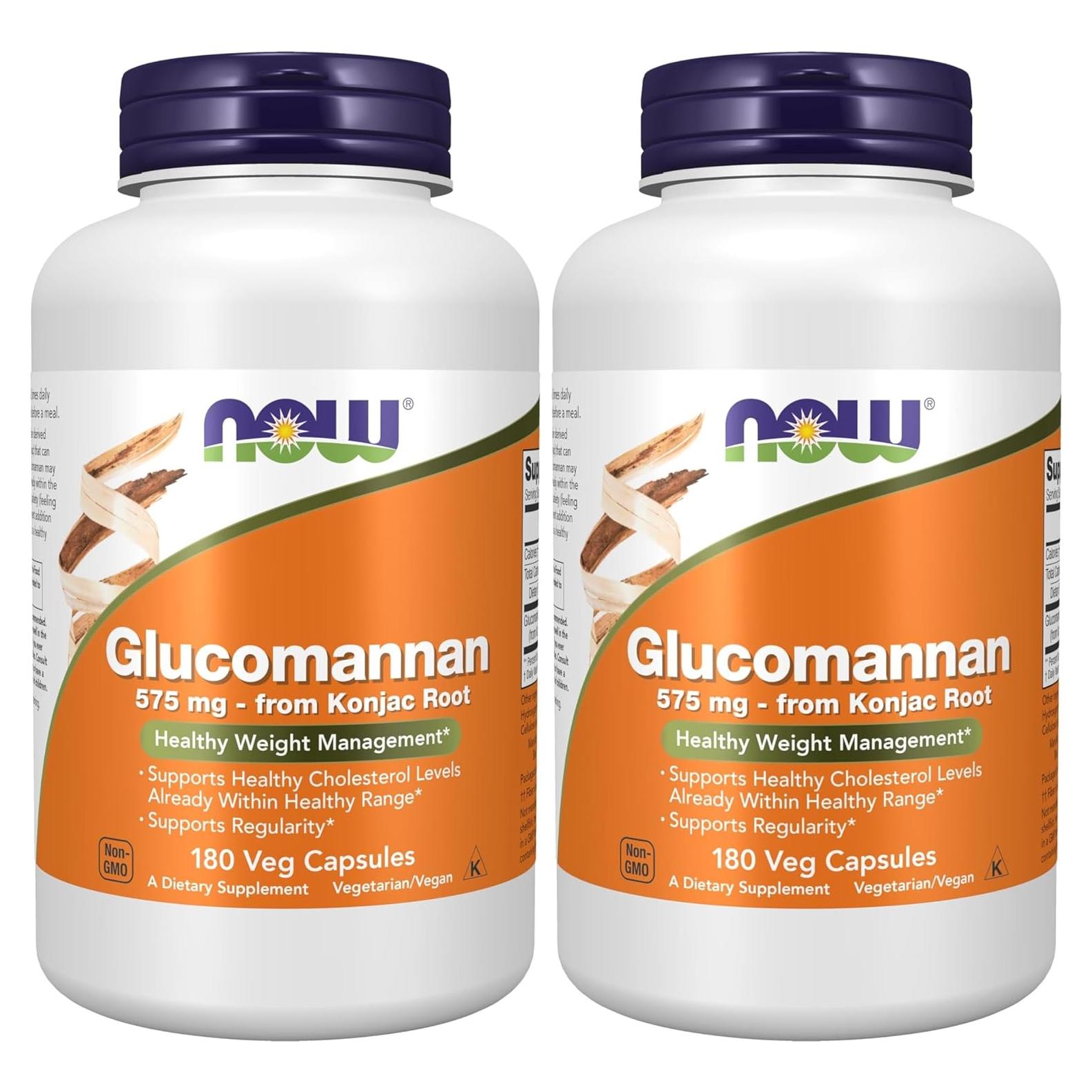NOW Glucomanano 575 mg 180 Cápsulas Paquete de 2