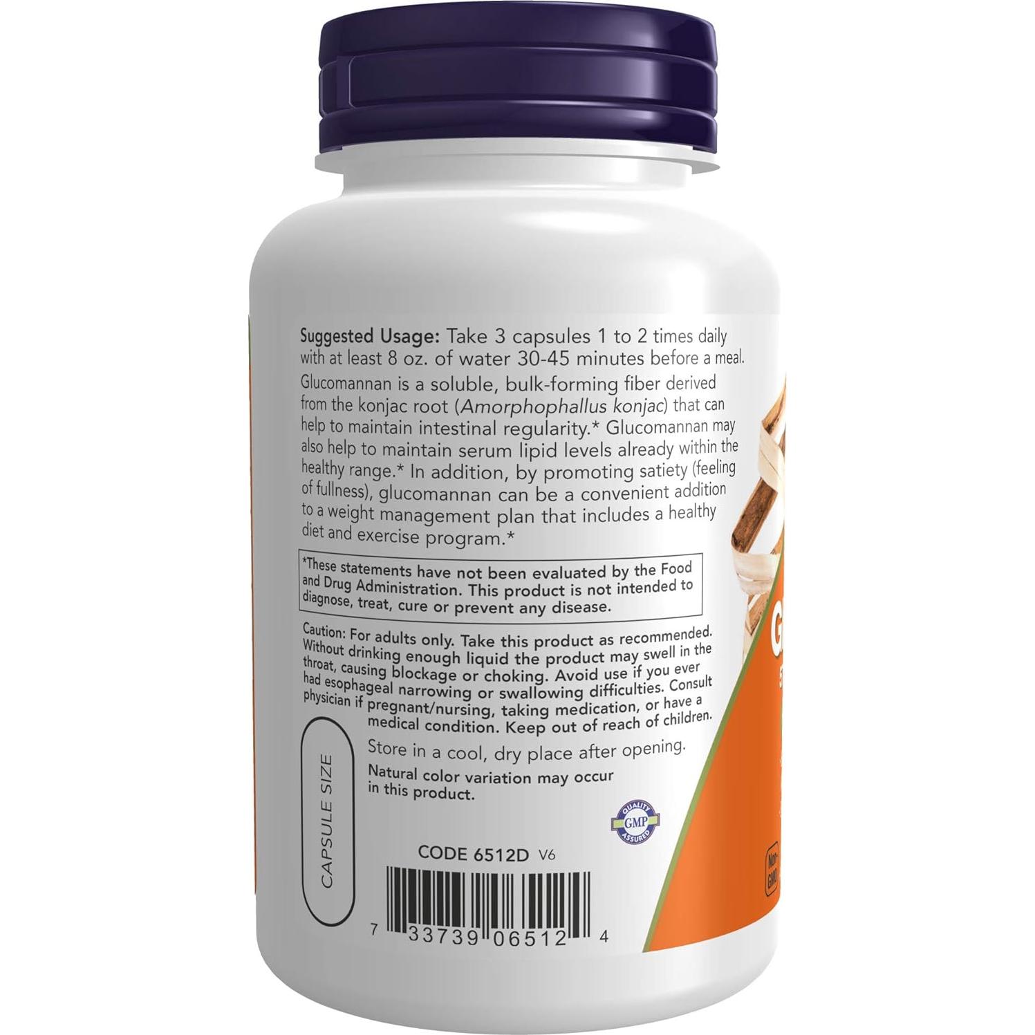 NOW Glucomanano 575 mg 180 Cápsulas Paquete de 2