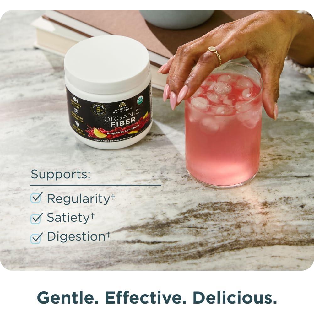 Polvo de Fibra Orgánica Nutrición Antigua 190 g Limonada Frambuesa