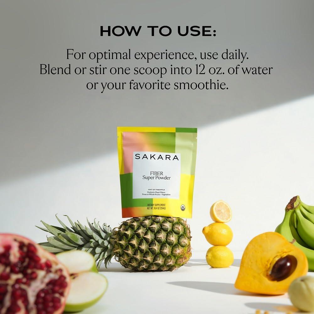 Sakara Polvo Super Fiber Piña - Suplemento Digestivo 294g