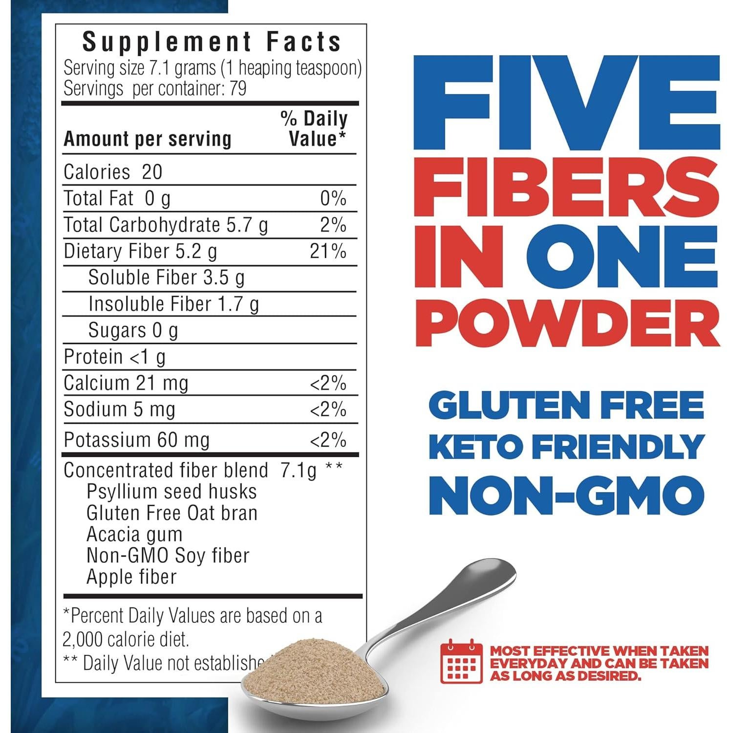 Yerba Prima Polvo de Fibra Diaria 566g - 5 Tipos de Fibra