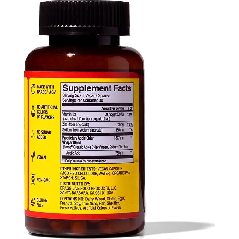 Cápsulas de Vinagre de Sidra de Manzana Bragg 90 Unidades