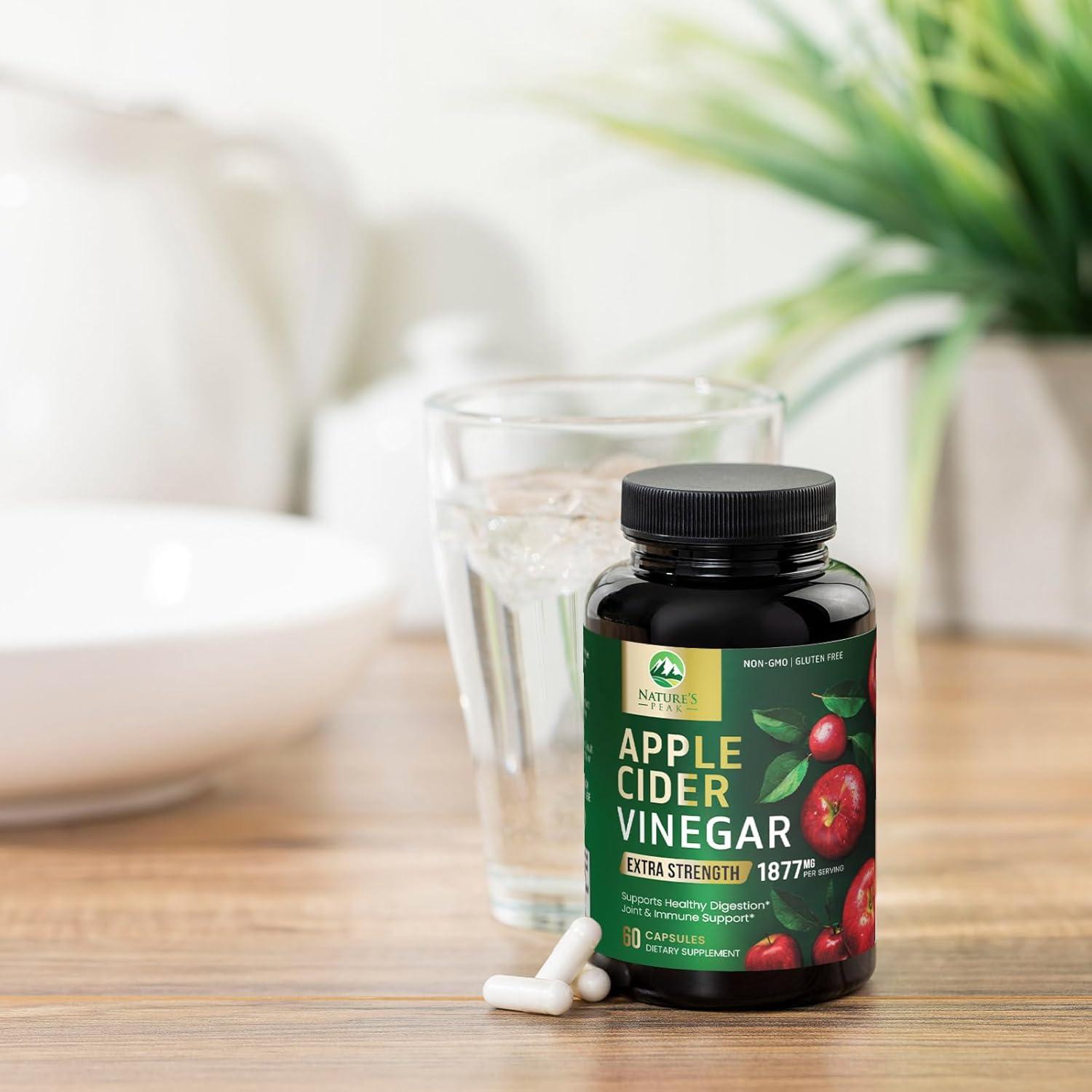 Cápsulas de Vinagre de Sidra de Manzana Nature's Peak 1877mg 60 Unidades