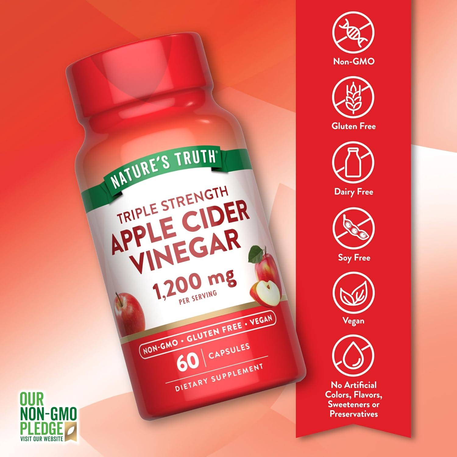 Cápsulas Veganas de Vinagre de Sidra de Manzana Nature's Truth 1200mg 60 Unidades