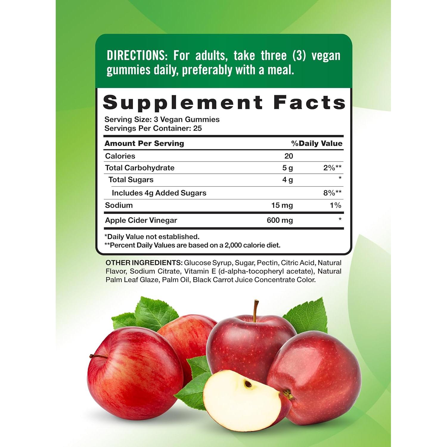 Gomitas de Vinagre de Sidra de Manzana Nature's Truth 600 mg 75 Unidades