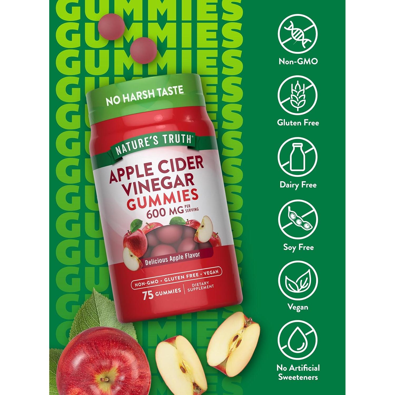 Gomitas de Vinagre de Sidra de Manzana Nature's Truth 600 mg 75 Unidades