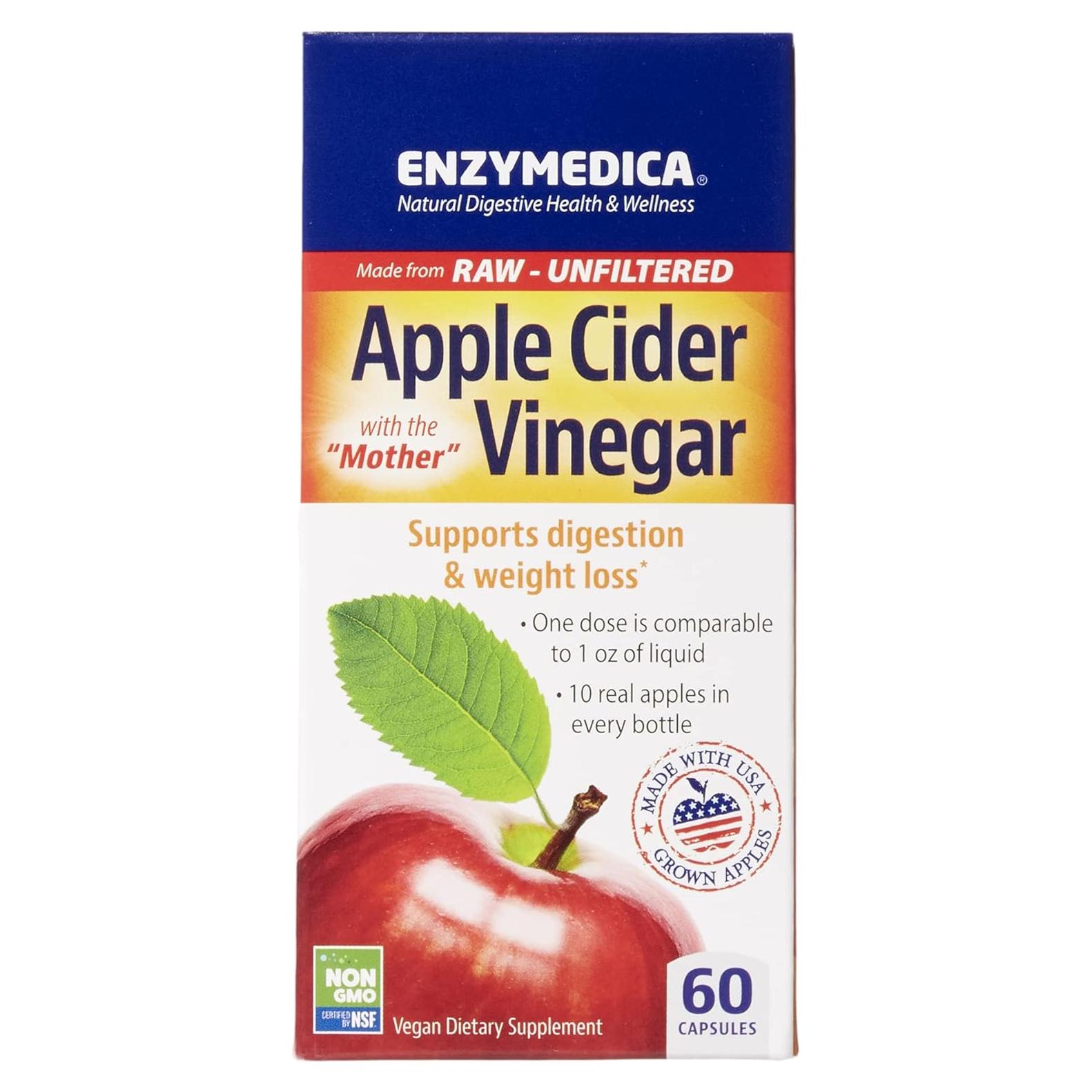 Vinagre de Sidra de Manzana Enzymedica 60 Cápsulas Veganas