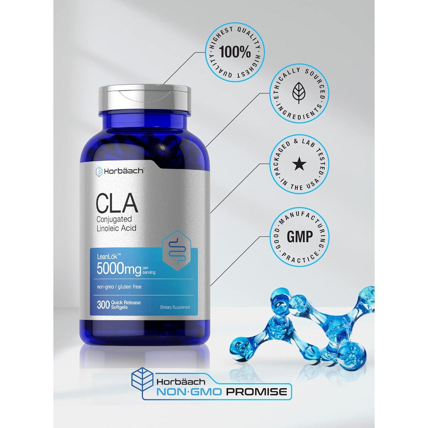 Suplemento CLA Horbaach 300 Cápsulas Blandas 5000 mg