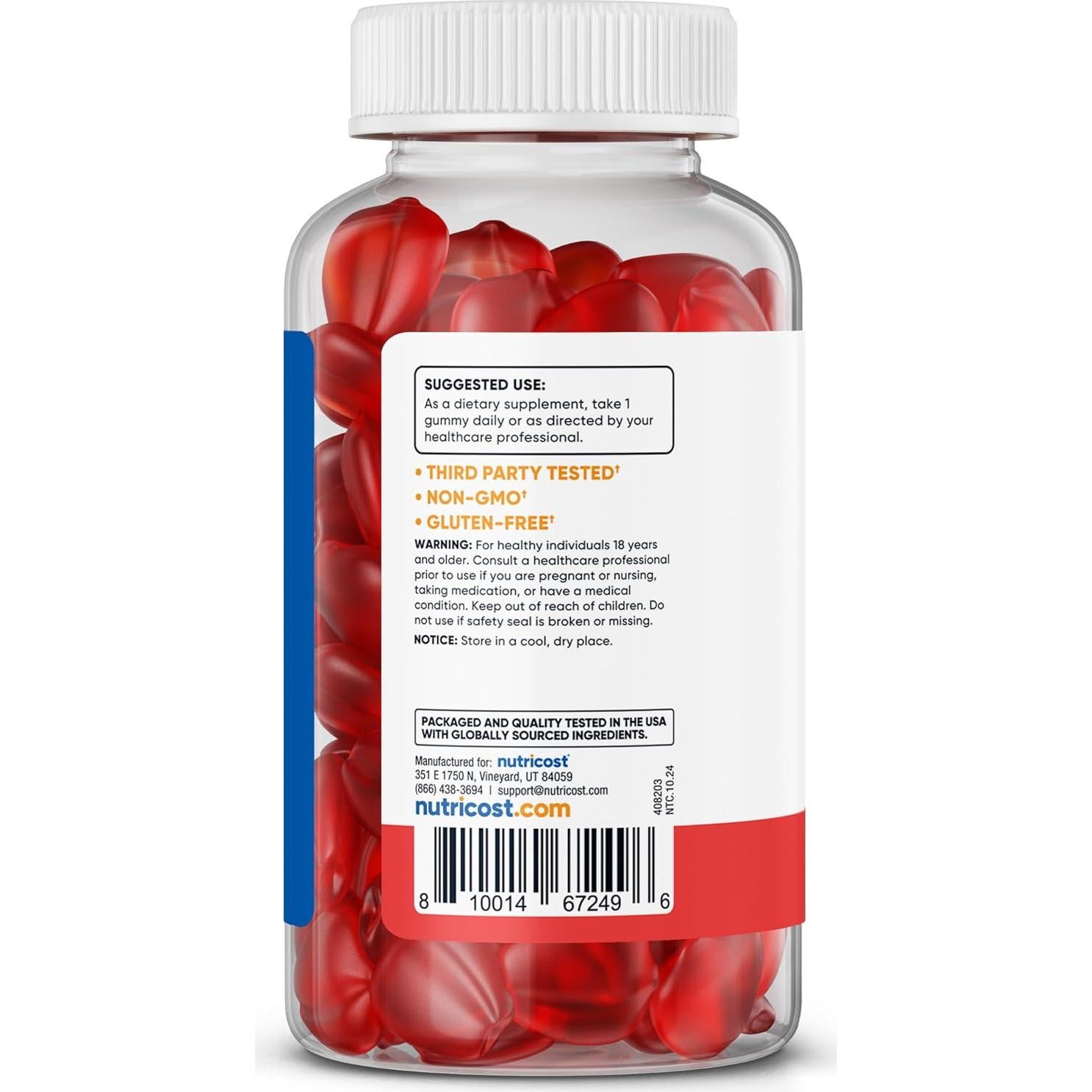 Gominolas de Vinagre de Sidra de Manzana Nutricost 120 Unidades - Sin Gluten