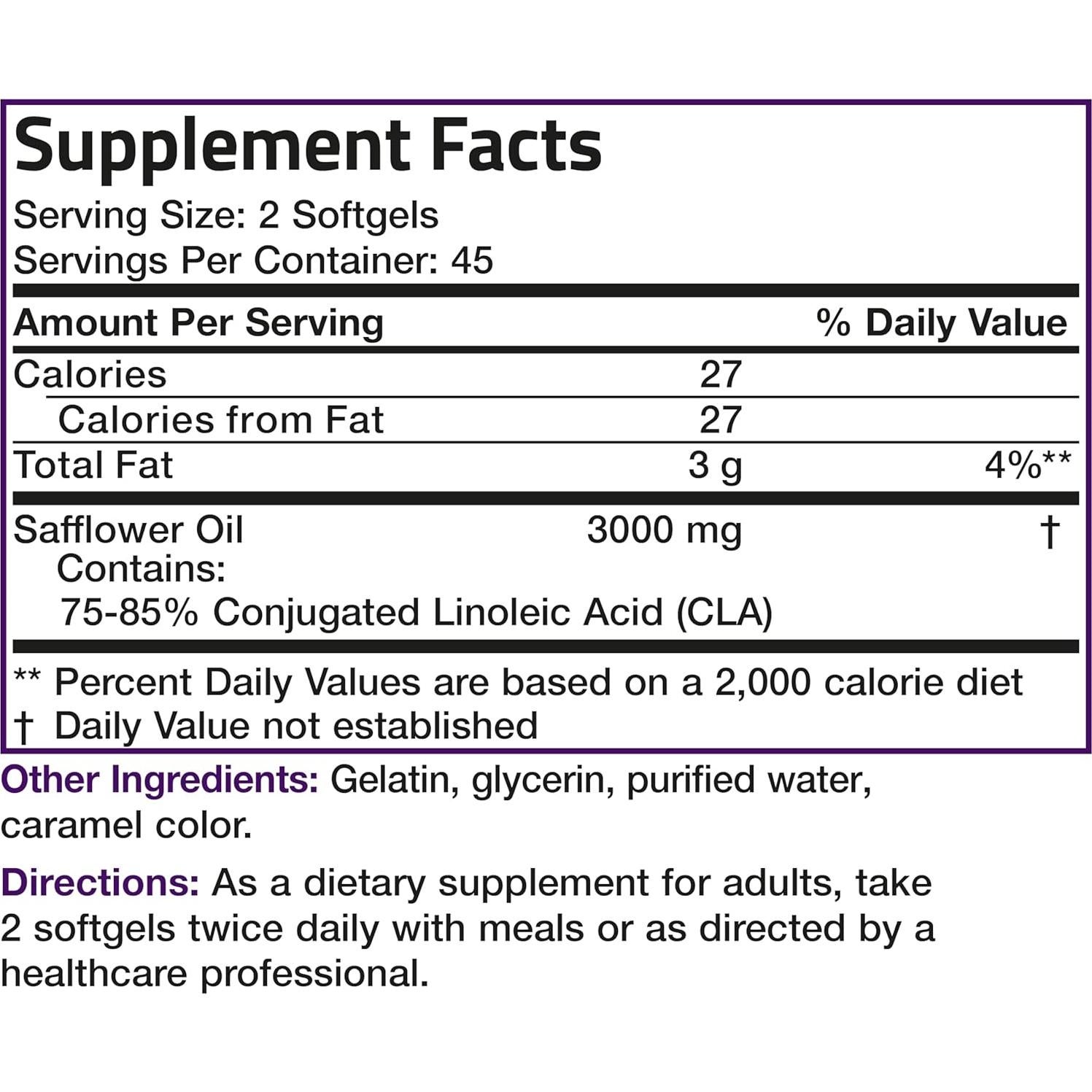 Suplemento CLA Bronson 3000 mg 90 Gelatinas Blandas